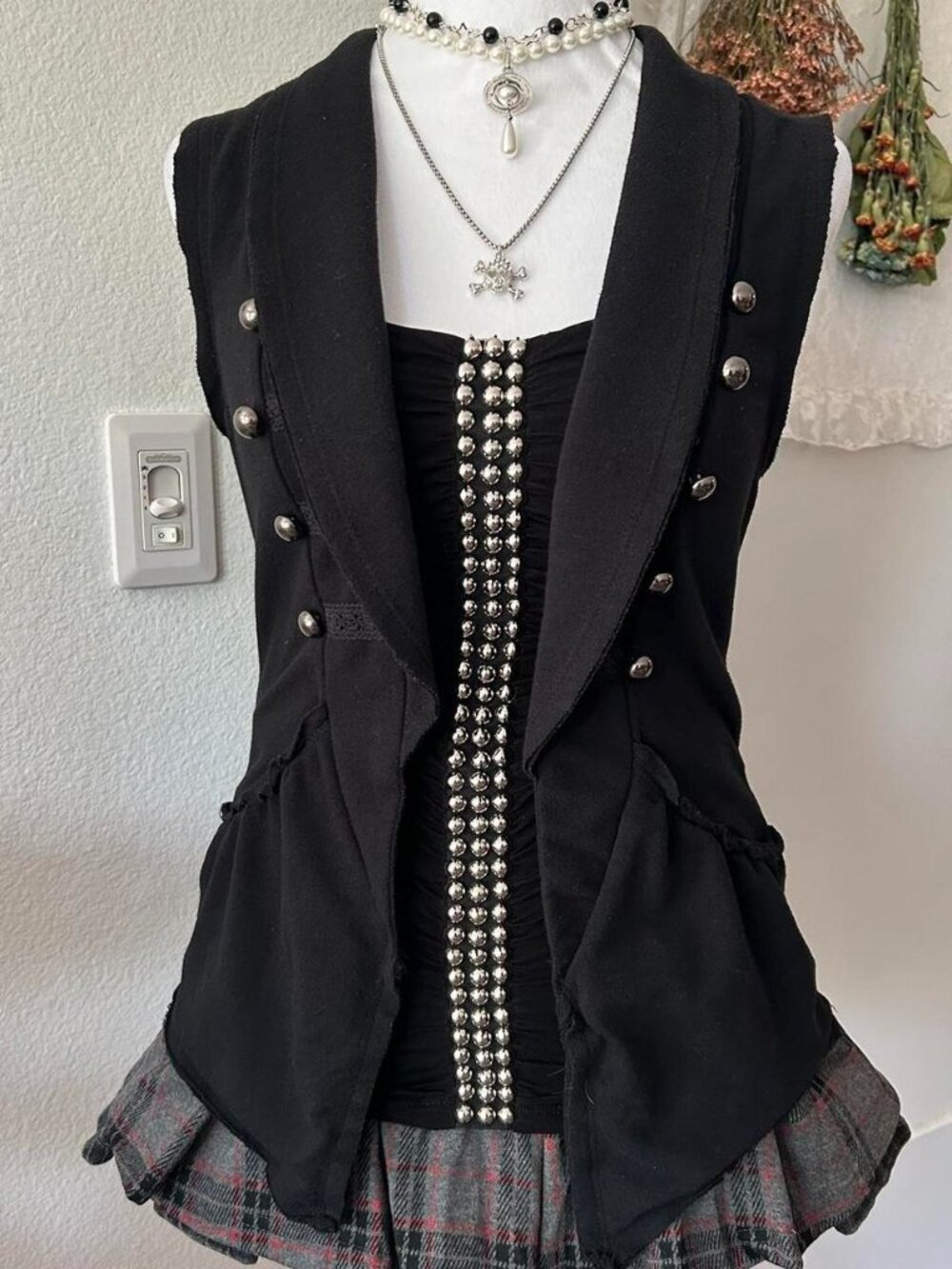 Y2K Eyeshadow Black Napoleon Military Style Vest